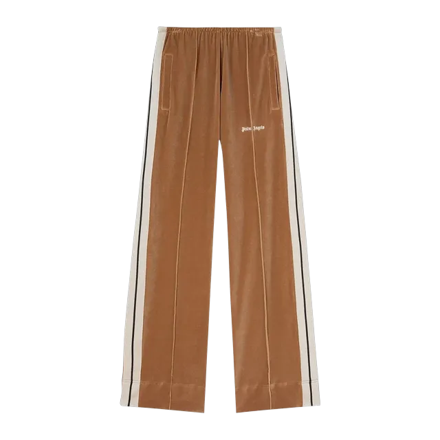 Palm Angels Velvet Loose Track Pants Beige/Off-White — Authentic Pants & Trousers at CLZTURE
