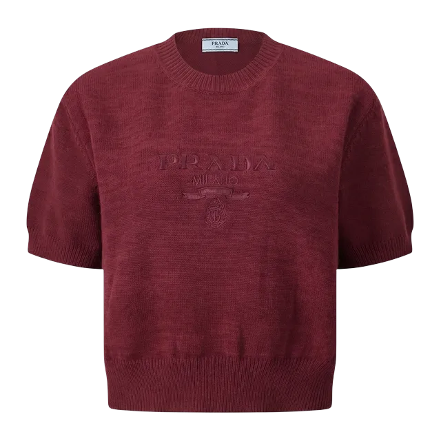 Prada Sweater Court à Col Rond Red — Authentic Hoodies & Sweats at CLZTURE