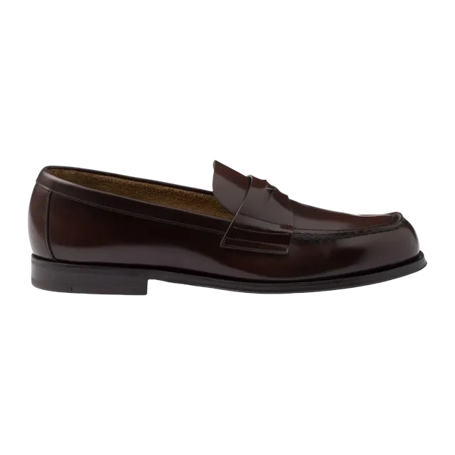 Prada Brushed Leather Loafers Brown — Authentic Prada in stock at CLZTURE