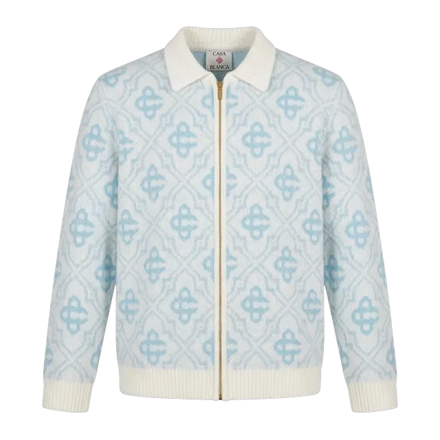 Casablanca Monogram Zip-Up White — Authentic Hoodies & Sweats at CLZTURE