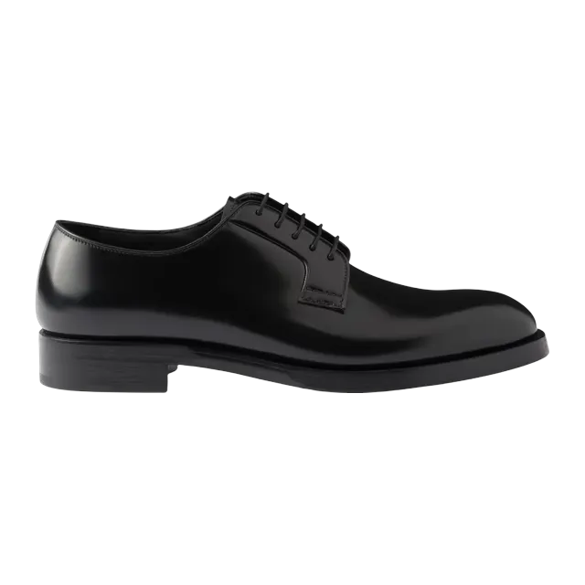Prada Brushed Leather Lace-Up Black — Authentic Shoes & Footwear at CLZTURE
