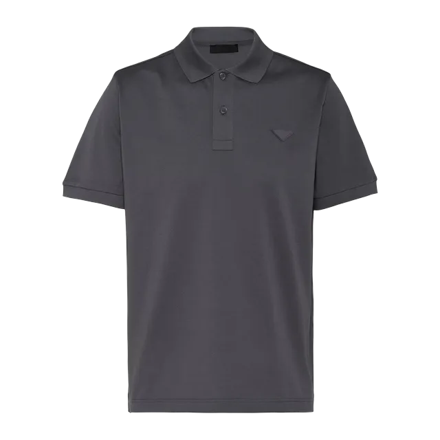 Prada Piqué Polo Shirt Grey — Authentic Prada in stock at CLZTURE