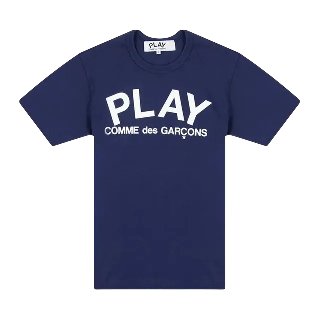 Comme des Garçons Play Text T-Shirt Navy — Authentic T-Shirts at CLZTURE