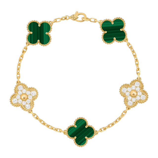 Van Cleef & Arpels Vintage Alhambra 5 Motifs Malachite Gold — Authentic Jewelry at CLZTURE