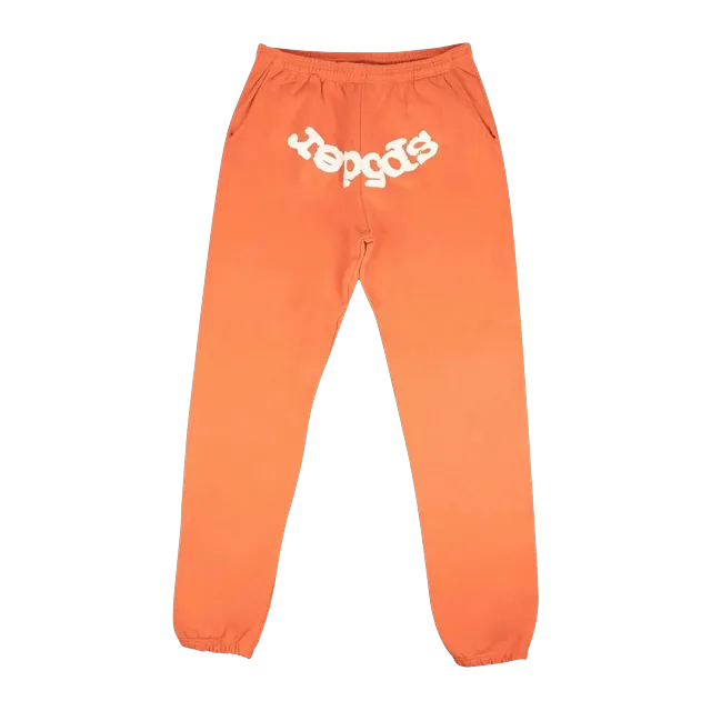 Sp5der Logo Jogger Sweatpants Orange/White — Authentic Pants & Trousers at CLZTURE