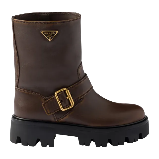 Prada Leather Booties Brown — Authentic Boots at CLZTURE