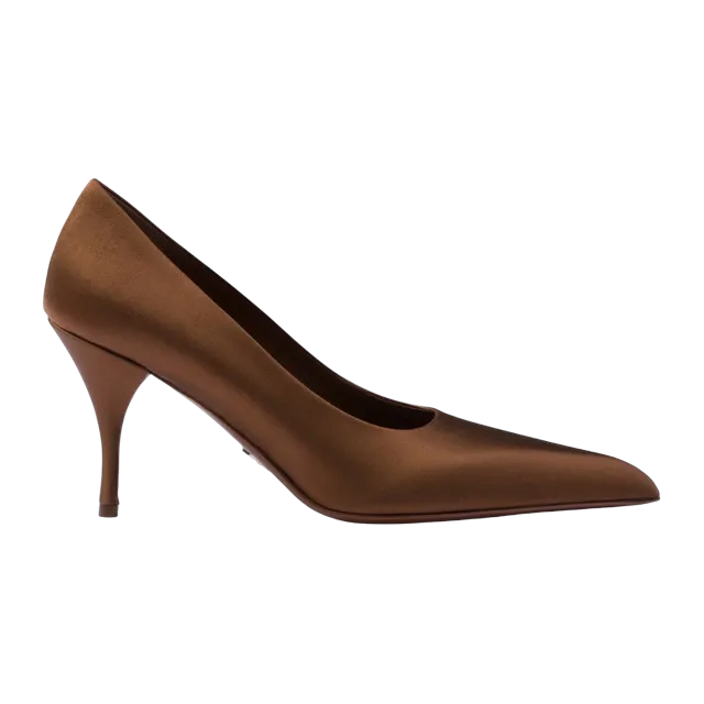 Prada Satin Pumps 85Mm Brown — Authentic Shoes & Footwear at CLZTURE
