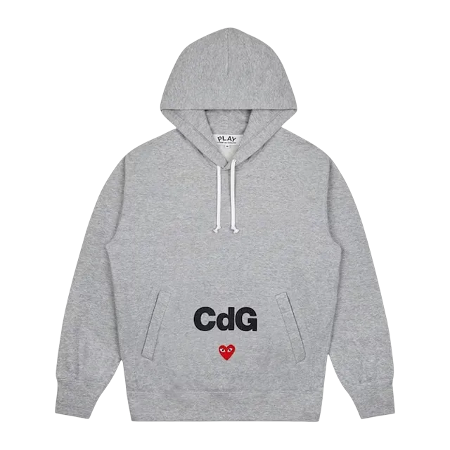 Comme des Garçons Play Logo Patch Hooded Sweatshirt Grey — Authentic Hoodies & Sweats at CLZTURE