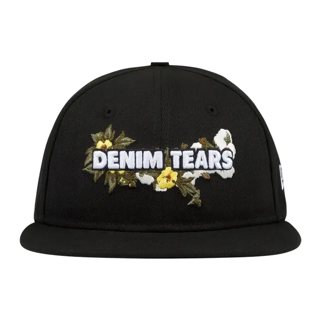 Denim Tears New Era Floral Logo Cap Black — Authentic Accessories at CLZTURE