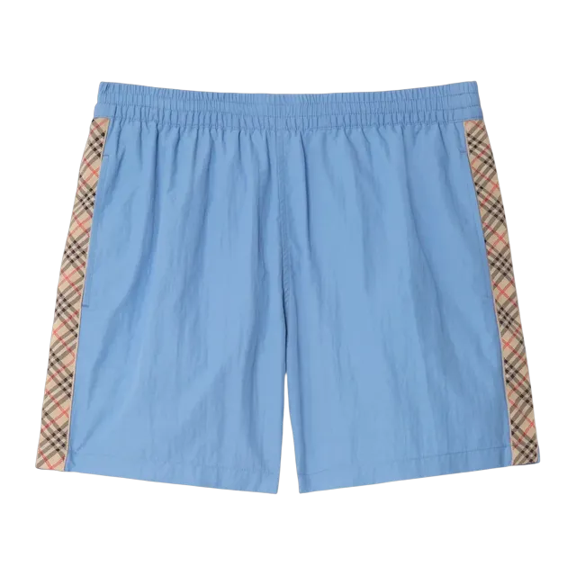 Burberry Shorts De Bain With Check Blue — Authentic Swimwear at CLZTURE