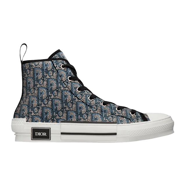 Dior Sneakers B23 Haute Oblique Strass Blue — Authentic Shoes & Footwear at CLZTURE
