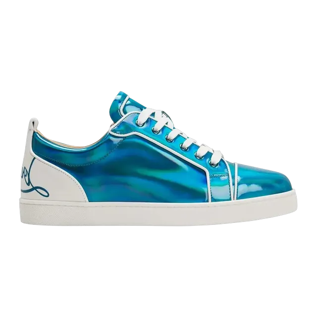 Christian Louboutin Fun Louis Junior Flat Blue Iridescent — Authentic Shoes & Footwear at CLZTURE