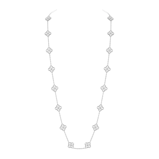 Van Cleef & Arpels Vintage Alhambra 20 Motifs Diamant Silver — Authentic Van Cleef &amp; Arpels in stock at CLZTURE