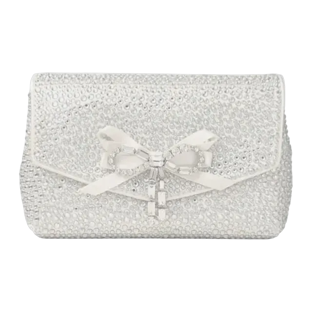 Jimmy Choo Soft Bow Mini Bag Silver — Authentic Clutches & Pouches at CLZTURE