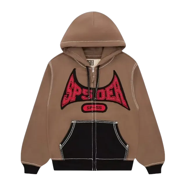 Sp5der T&F Zip Hoodie Brown — Authentic Hoodies & Sweats at CLZTURE
