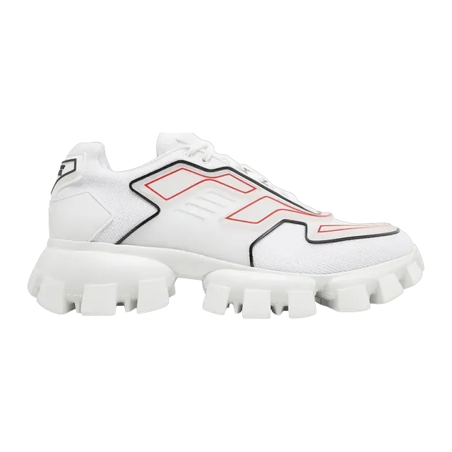 Prada Cloudbust Thunder Knit White Red — Authentic Shoes & Footwear at CLZTURE