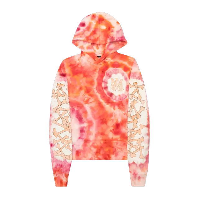 Amiri Tie Dye Bones Hoodie Peach — Authentic Hoodies & Sweats at CLZTURE