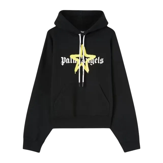 Palm Angels Star Sprayed Hoodie Black — Authentic Palm Angels in stock at CLZTURE