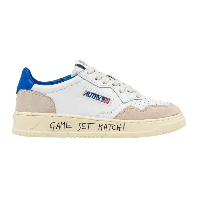 Autry Medalist Low Game Set Match Blue Beige White — Authentic Shoes & Footwear at CLZTURE