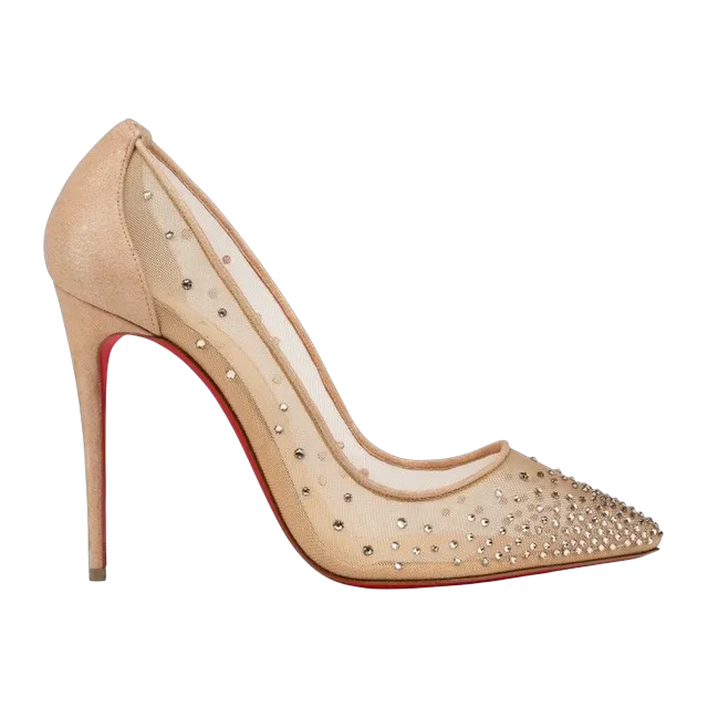 Christian Louboutin Follies Strass 100Mm Beige — Authentic Christian Louboutin in stock at CLZTURE