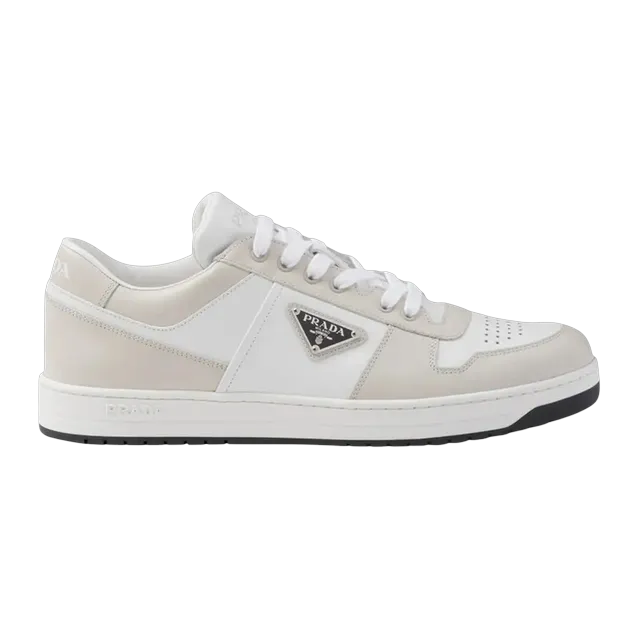 Prada Downtown Leather White Dusty Grey — Authentic Shoes & Footwear at CLZTURE