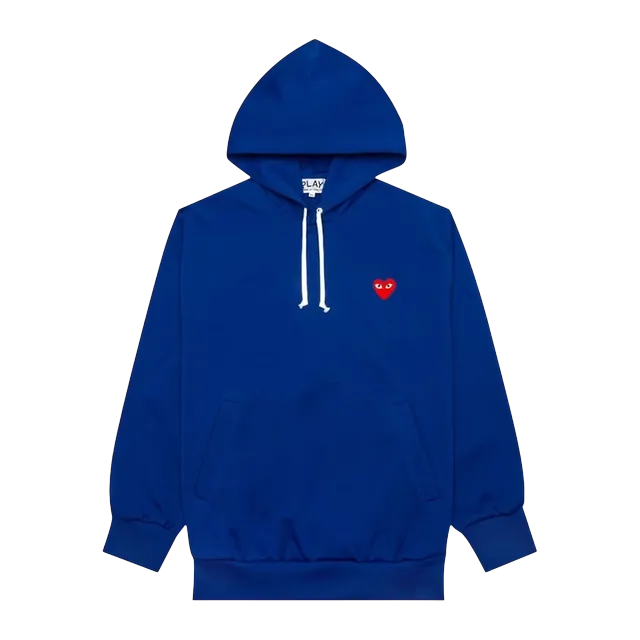 Comme des Garçons Play Logo Patch Hooded Sweatshirt Navy — Authentic Hoodies & Sweats at CLZTURE