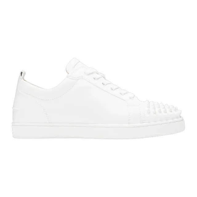 Christian Louboutin Louis Junior Spikes Flat Calf White — Authentic Shoes & Footwear at CLZTURE