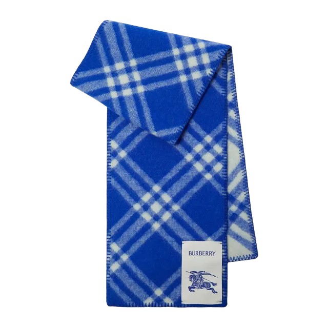 Burberry Scarf Wool Check Blue — Authentic Burberry in stock at CLZTURE