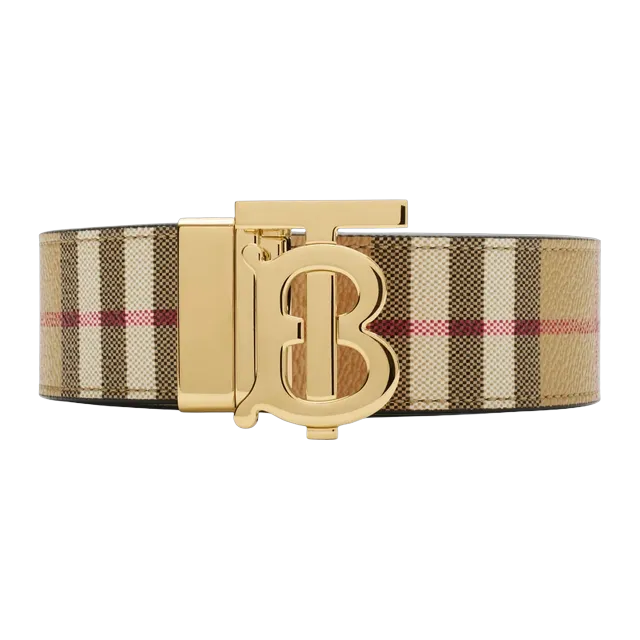 Burberry Belt Tb Réversible Check Gold — Authentic Accessories at CLZTURE