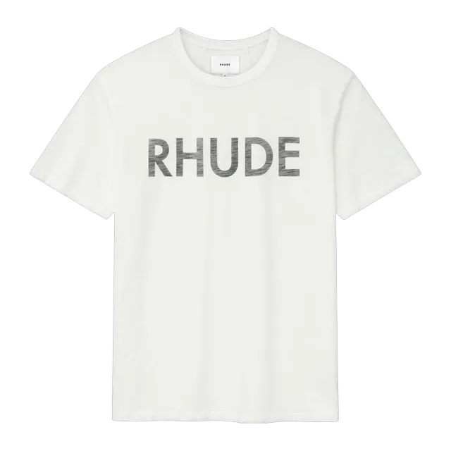 Rhude Logo Slub T-Shirt White — Authentic Rhude in stock at CLZTURE
