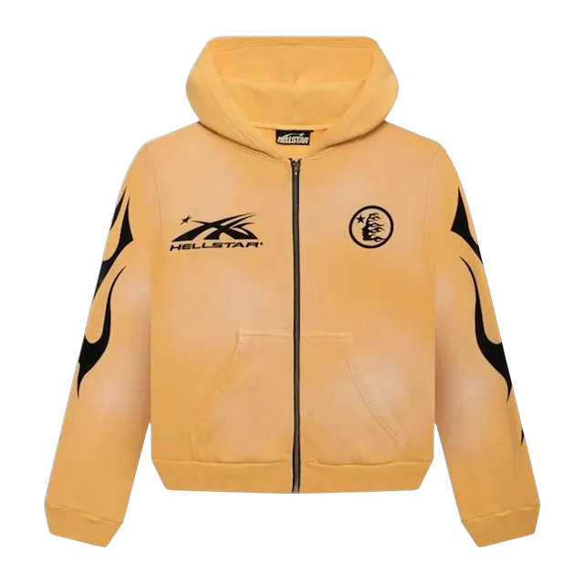 Hellstar Sports Zip-Up Sweatshirt Yellow — Authentic Hoodies & Sweats at CLZTURE