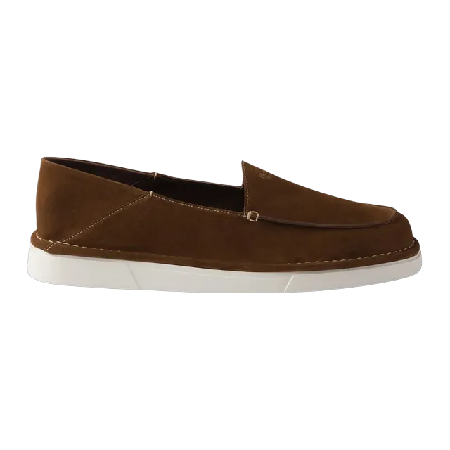 Prada Suede Slip-Ons Brown — Authentic Prada in stock at CLZTURE