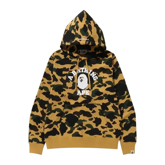 BAPE 1St Camo College Pullover Hoodie Yellow — Authentic at CLZTURE