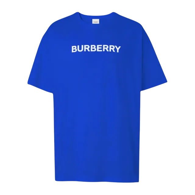 Burberry Logo Print Cotton Oversized Blue — Authentic T-Shirts at CLZTURE