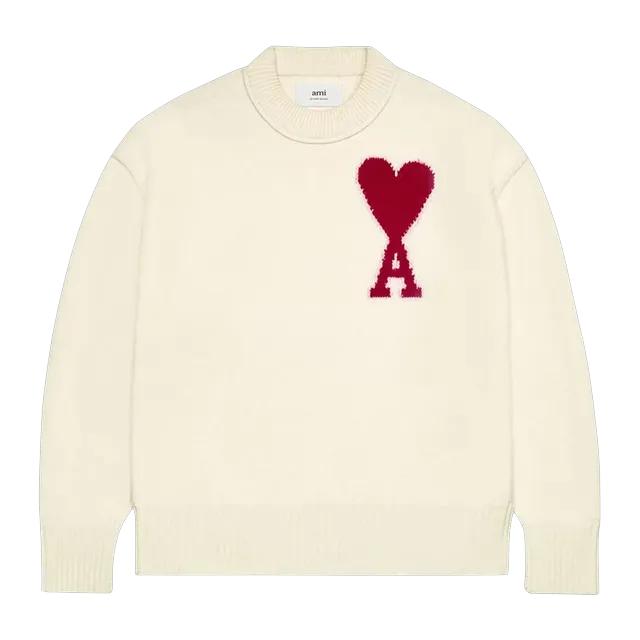 AMI Paris Big Logo Sweater Off White — Authentic Hoodies & Sweats at CLZTURE
