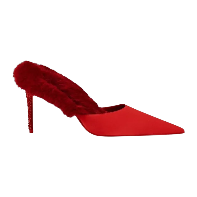 Christian Louboutin Km Fur 85Mm Red — Authentic Shoes & Footwear at CLZTURE