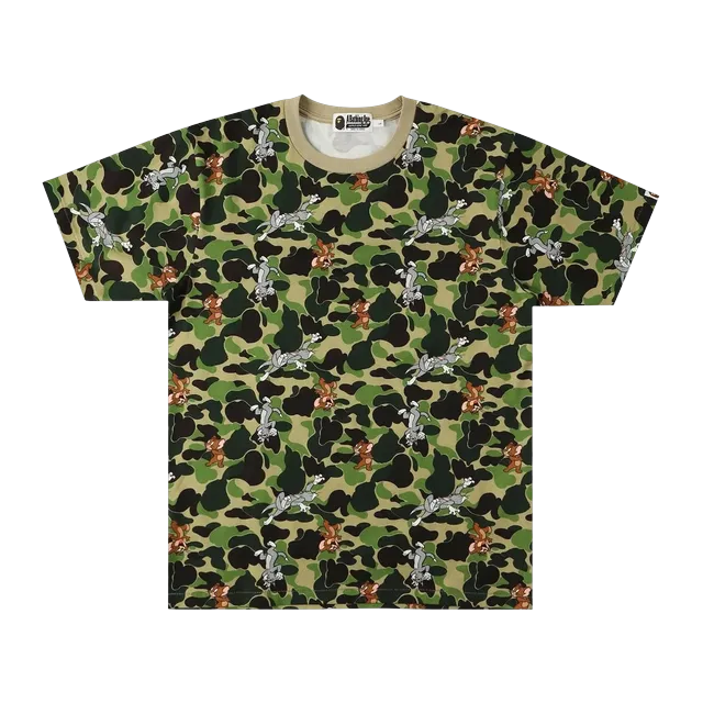 BAPE Tom & Jerry Camo T-Shirt Green — Authentic T-Shirts at CLZTURE