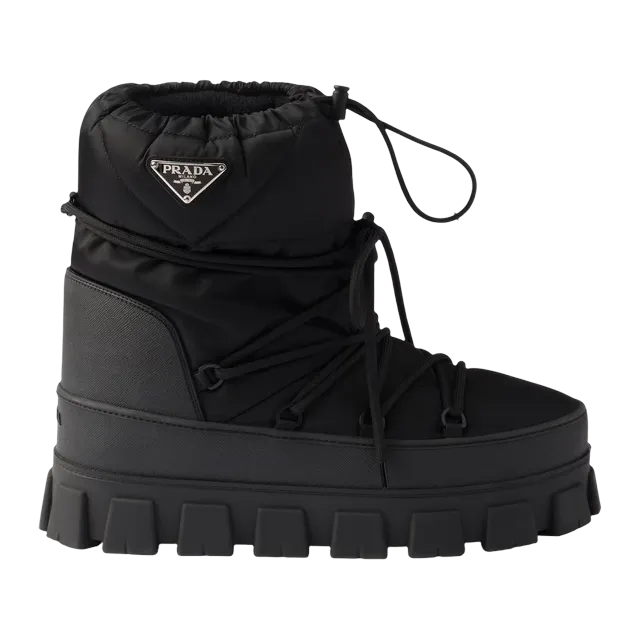 Prada Re-Nylon Gabardine Ski Booties Black — Authentic Prada in stock at CLZTURE
