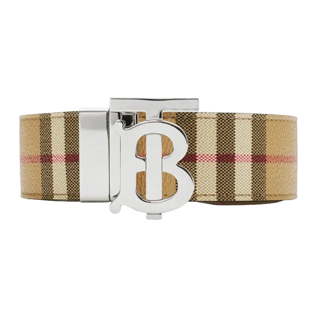 Burberry Belt Tb Réversible Check Silver — Authentic Accessories at CLZTURE