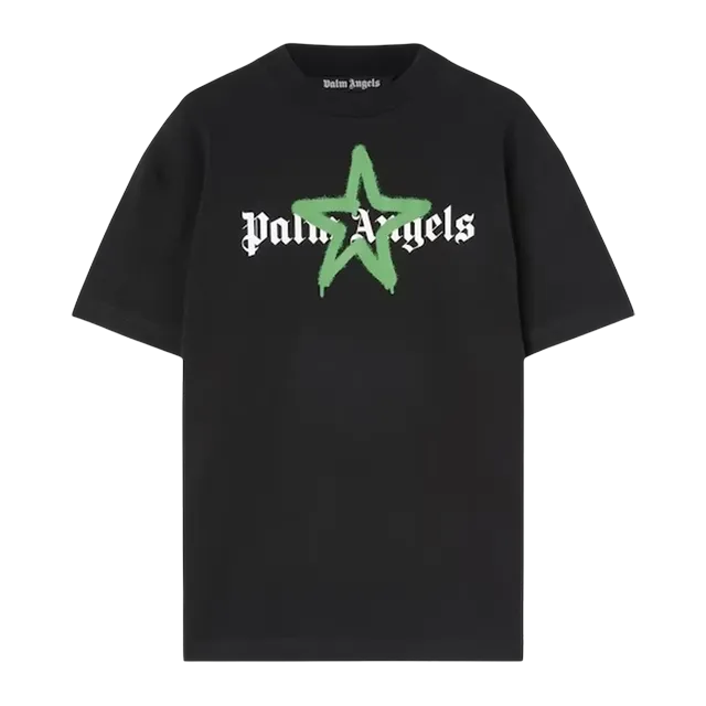 Palm Angels Star Sprayed Logo Black — Authentic T-Shirts at CLZTURE
