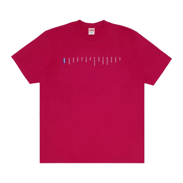 Supreme Location T-Shirt Pink — Authentic Supreme in stock at CLZTURE