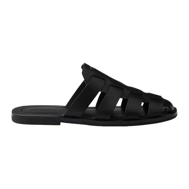 Prada Leather Fisherman Mules Black — Authentic Prada in stock at CLZTURE