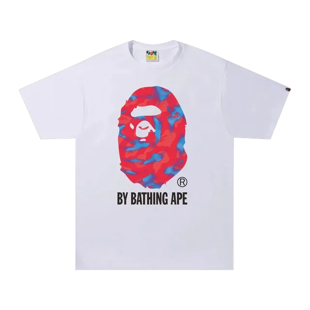 BAPE Stroke Camo By Bathing Ape T-Shirt White/Red — Authentic T-Shirts at CLZTURE