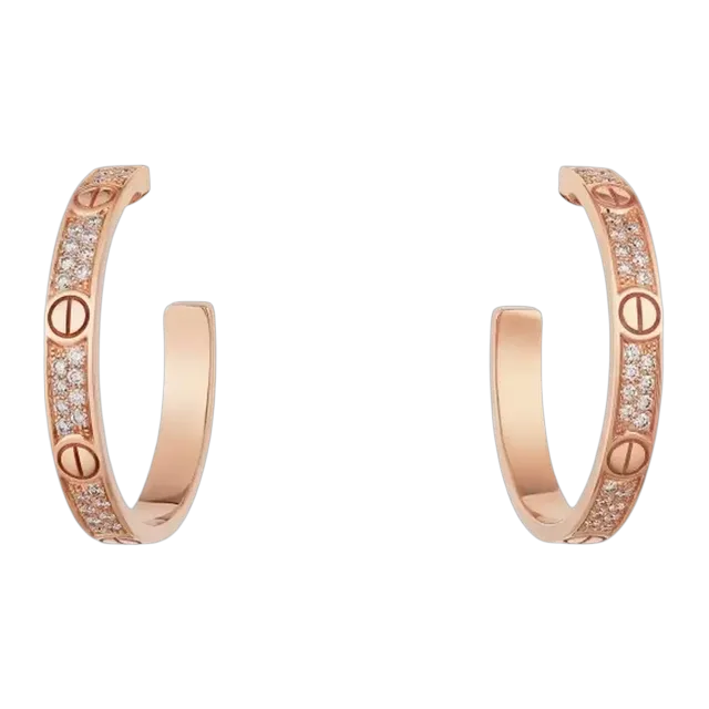 Cartier Créoles Love Moyen Pavées Silver — Authentic Cartier in stock at CLZTURE