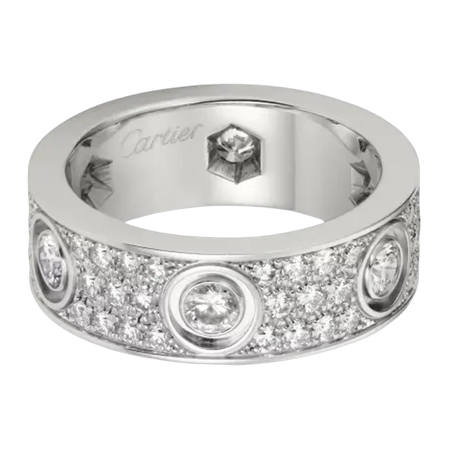 Cartier Ring Love Classique Pavée 6 Diamants Silver — Authentic Rings at CLZTURE