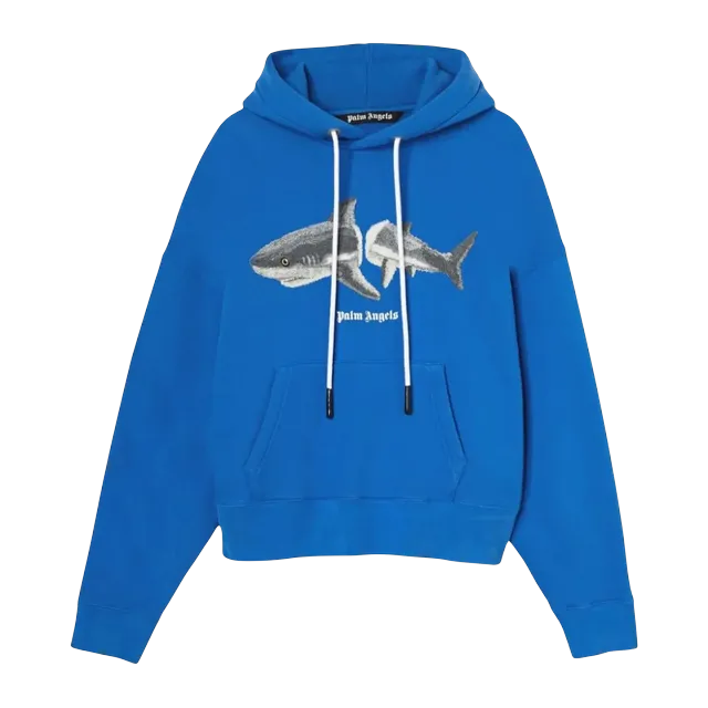 Palm Angels Shark Hoodie Blue/Grey — Authentic Palm Angels in stock at CLZTURE