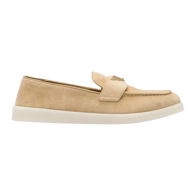 Prada Suede Leather Loafers Neutral — Authentic Prada in stock at CLZTURE