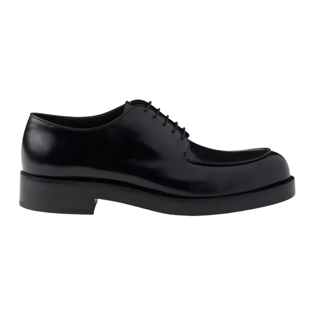 Prada Brushed Leather Derby Black — Authentic Shoes & Footwear at CLZTURE