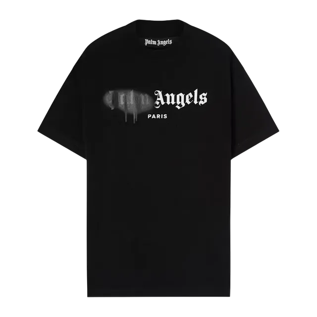 Palm Angels Paris Sprayed Logo Black — Authentic T-Shirts at CLZTURE