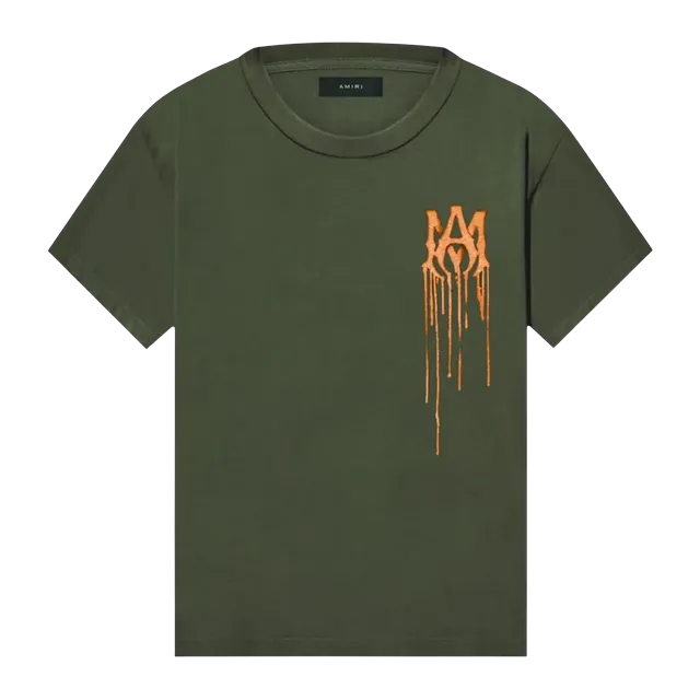 Amiri Spray Paint Ma T-Shirt Olive/Orange — Authentic T-Shirts at CLZTURE